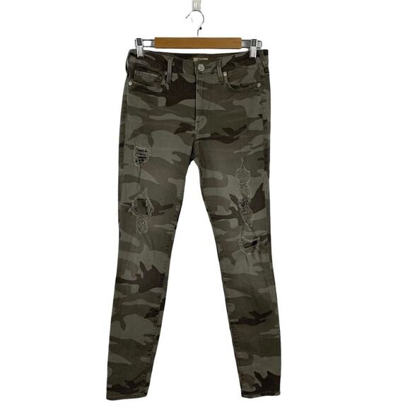 True Religion Halle Mid Rise Super Skinny Jeans In Destroyed Distressed Camo 27 - Picture 2 of 14